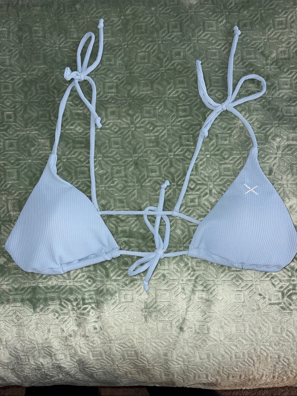 Boutine LA Light Blue Ribbed Triangle Bikini Top